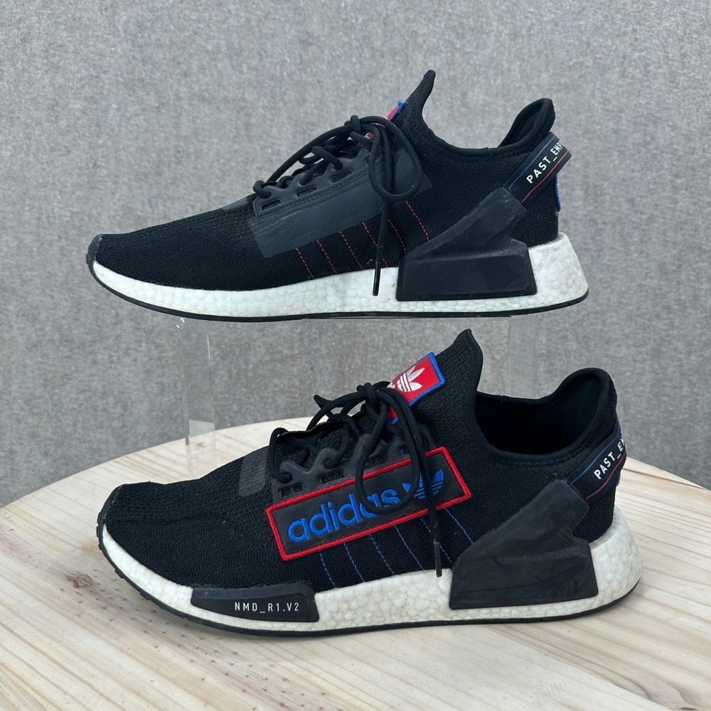 adidas NMD R1 V2 Sneakers Mens 13 Black Logo Patch GX6266 Boost Running Shoes